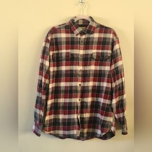 Jachs plaid red, white, black flannel button up